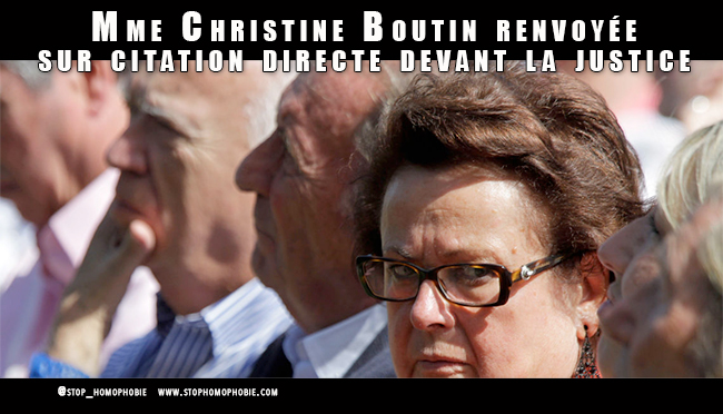 L Homosexualite Est Une Abomination Christine Boutin Renvoyee Sur Citation Directe Devant La Justice Association Stop Homophobie Information Prevention Aide Aux Victimes